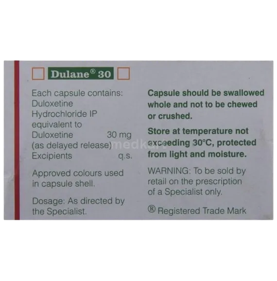 dulane 30mg tablet 10's